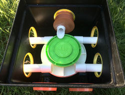 RIBBIT Radial Flow Splitter for use with perforated pipes, for improved effluent distribution